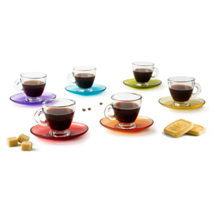 Set 6 Tazzine Caffè con Piattino Excelsa – Istanbul, Vetro Multicolore