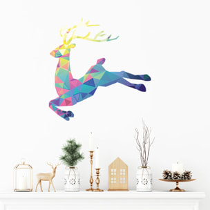 Sticker Noël cerf origami - Autocollants stickers adhésifs noël - décoration fêtes