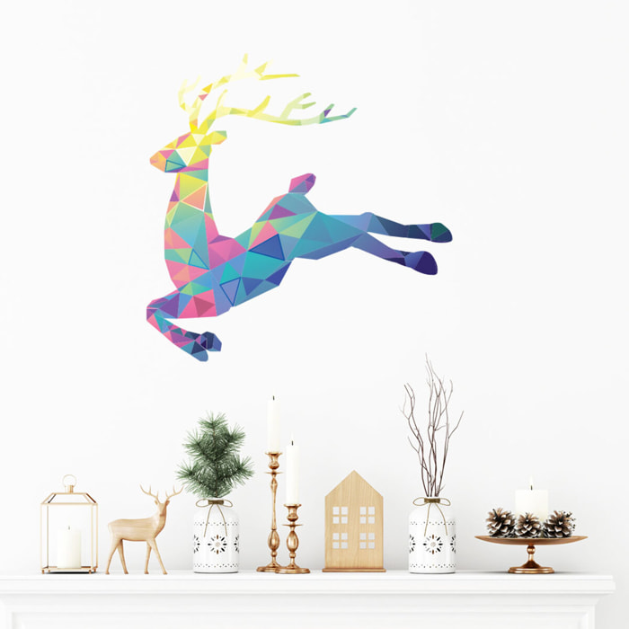 Sticker Noël cerf origami - Autocollants stickers adhésifs noël - décoration fêtes