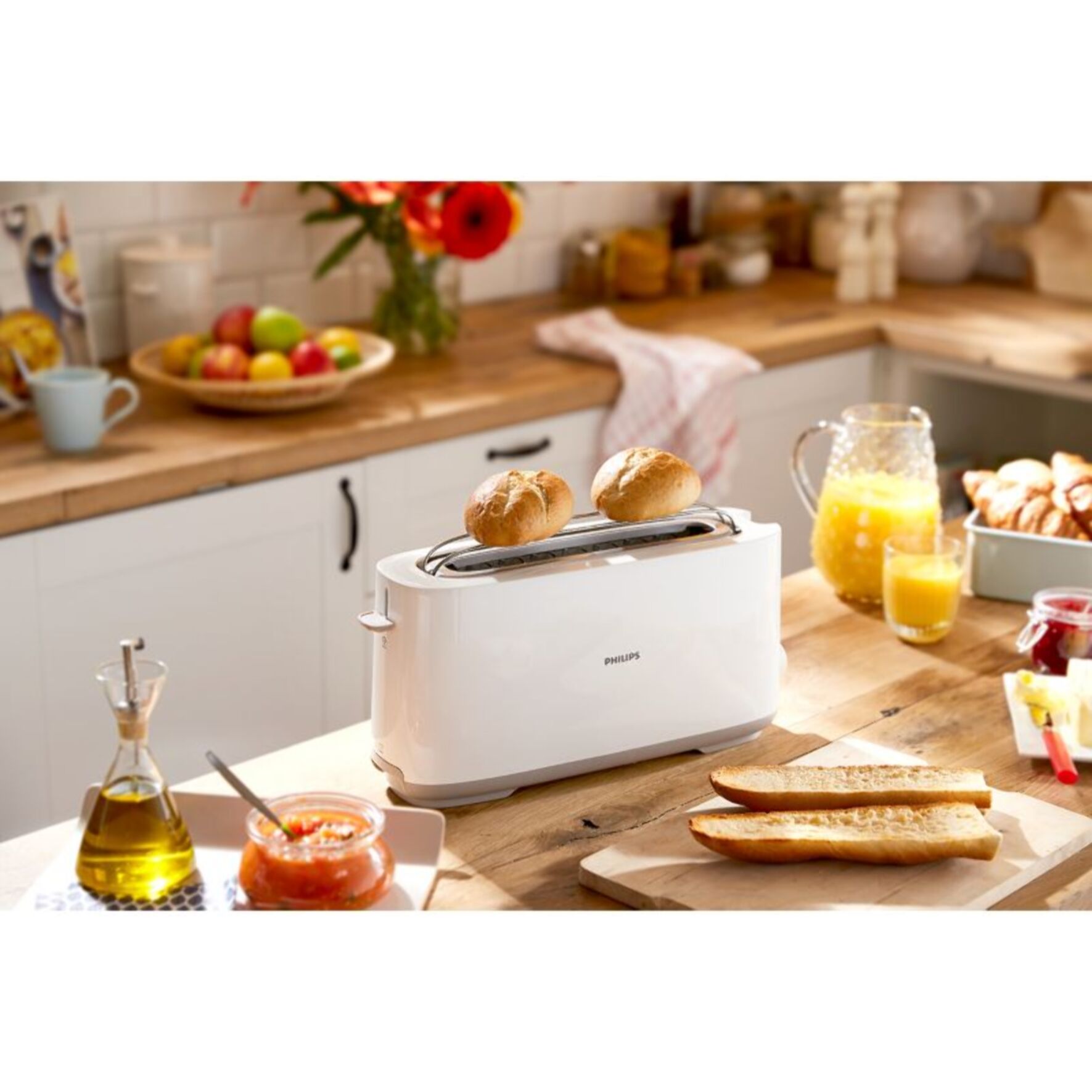 Grille-pain PHILIPS HD2590/00 Toaster blanc Daily, 1 fente longue, 830W