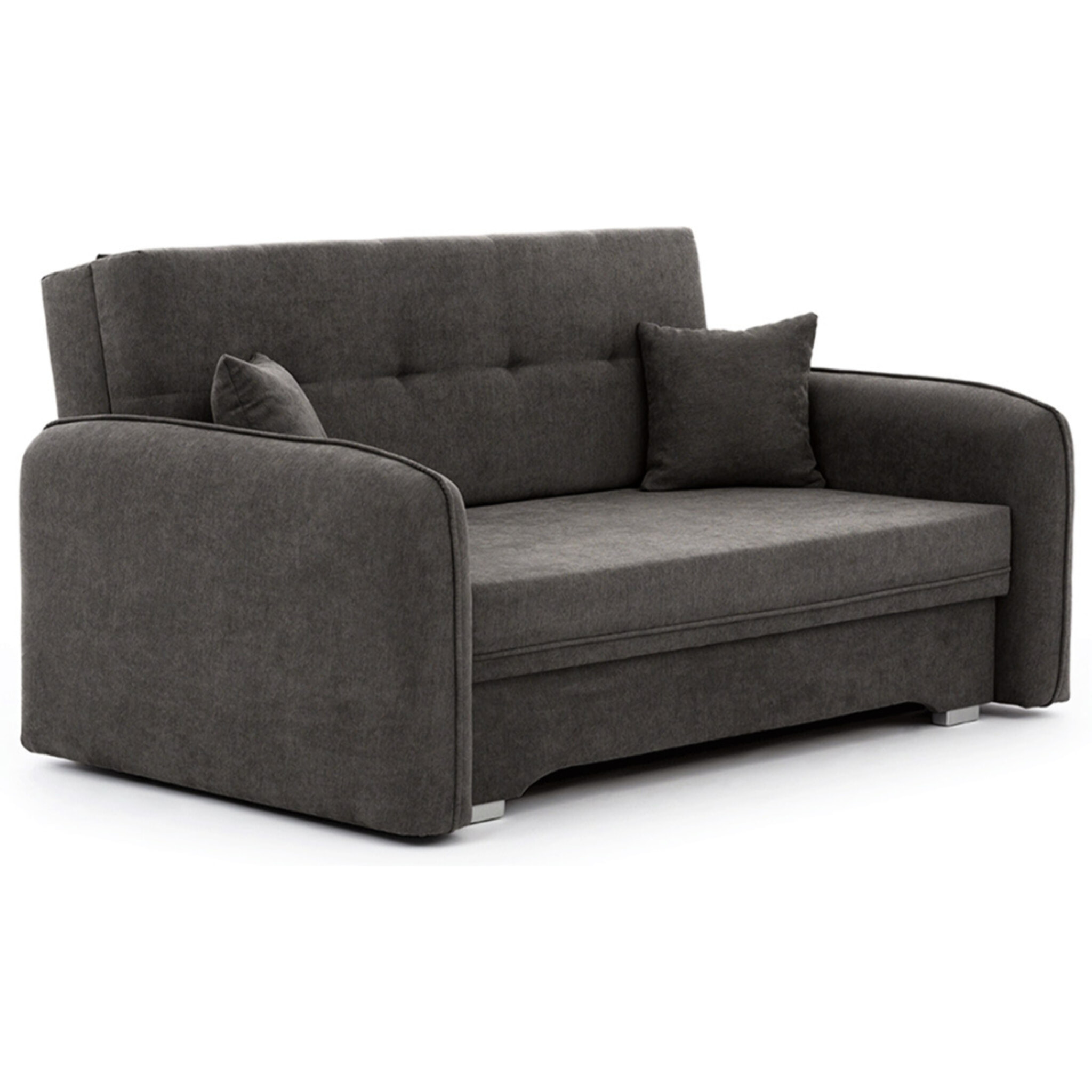 Michelle - canapé droit 3 places convertible avec coffre en velours - Gris foncé