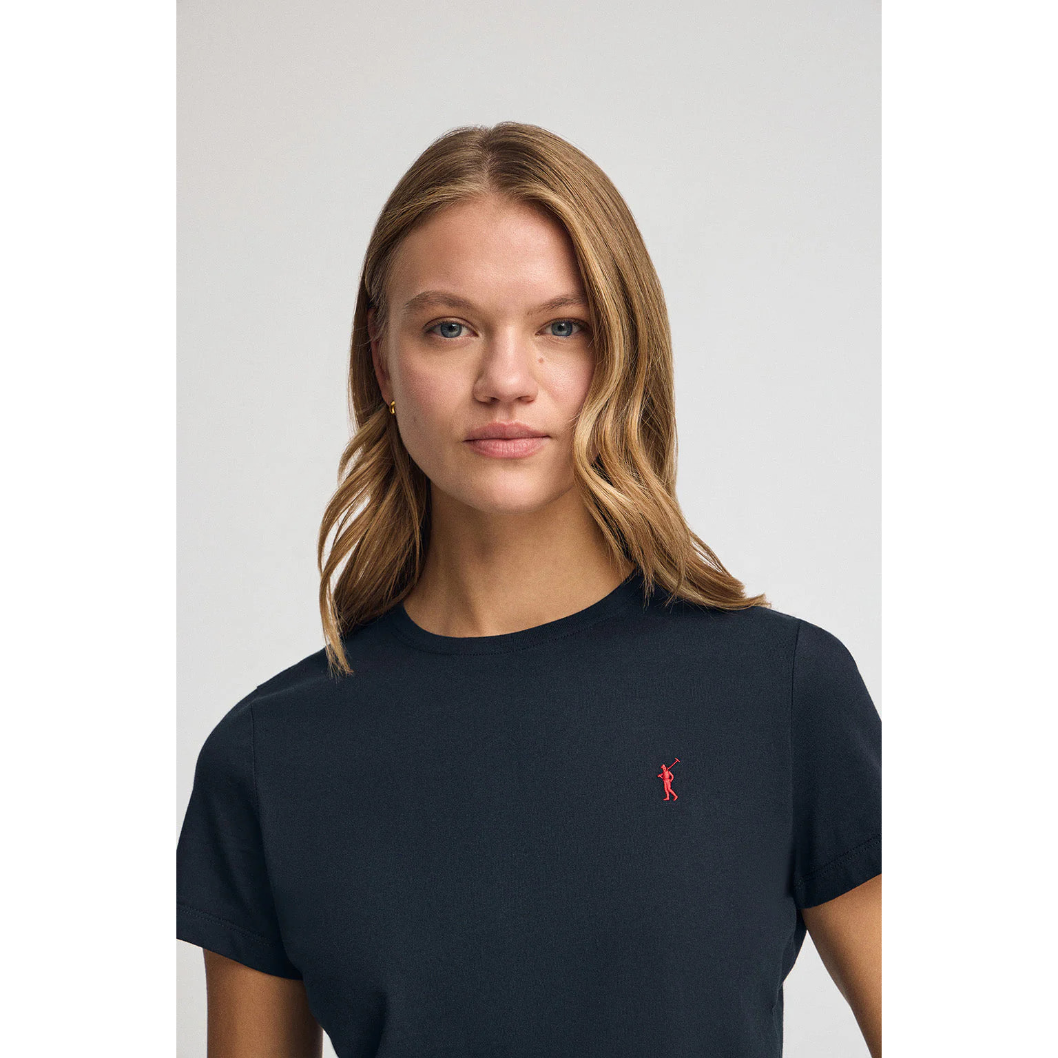 Camiseta azul marino de manga corta con bordado Rigby Go