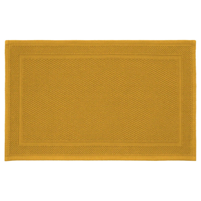 Tapis de bain pur coton 1700 g/m² uni jaune Antica curry