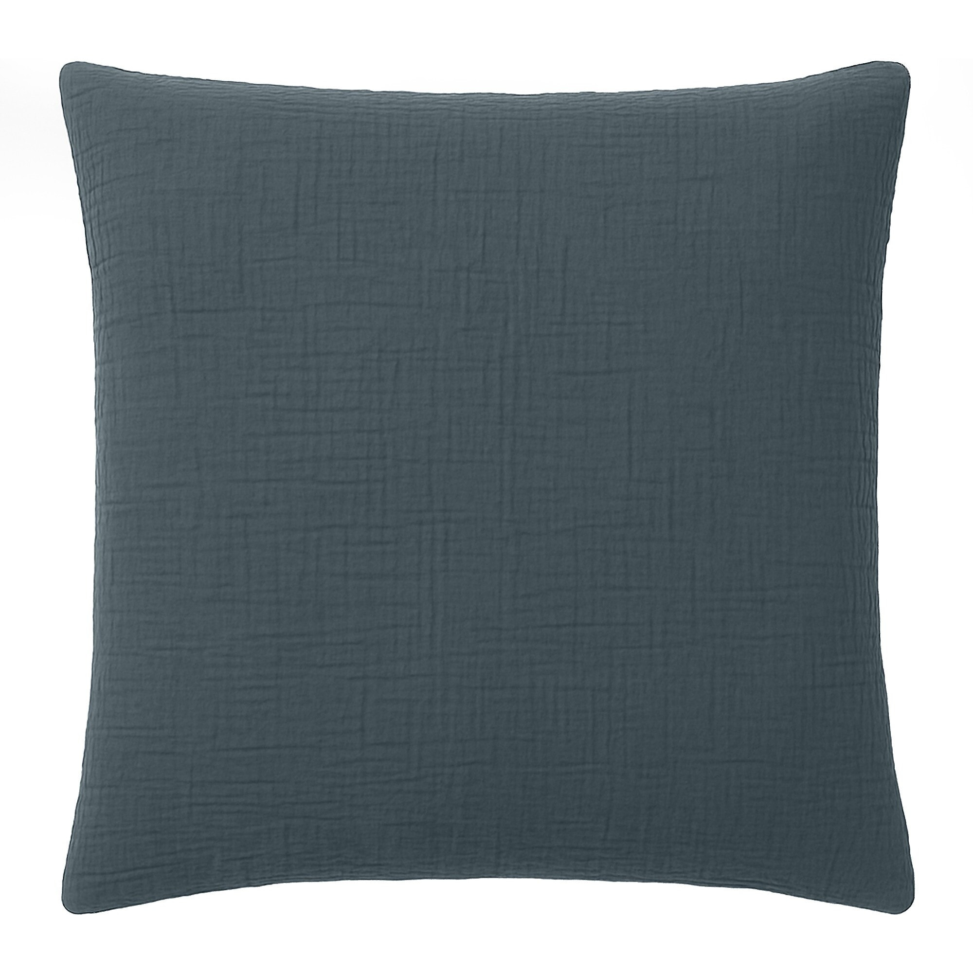 Paire de Taies d'oreiller gaze de coton lavé bleu petrole