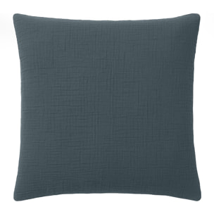 Paire de Taies d'oreiller gaze de coton lavé bleu petrole