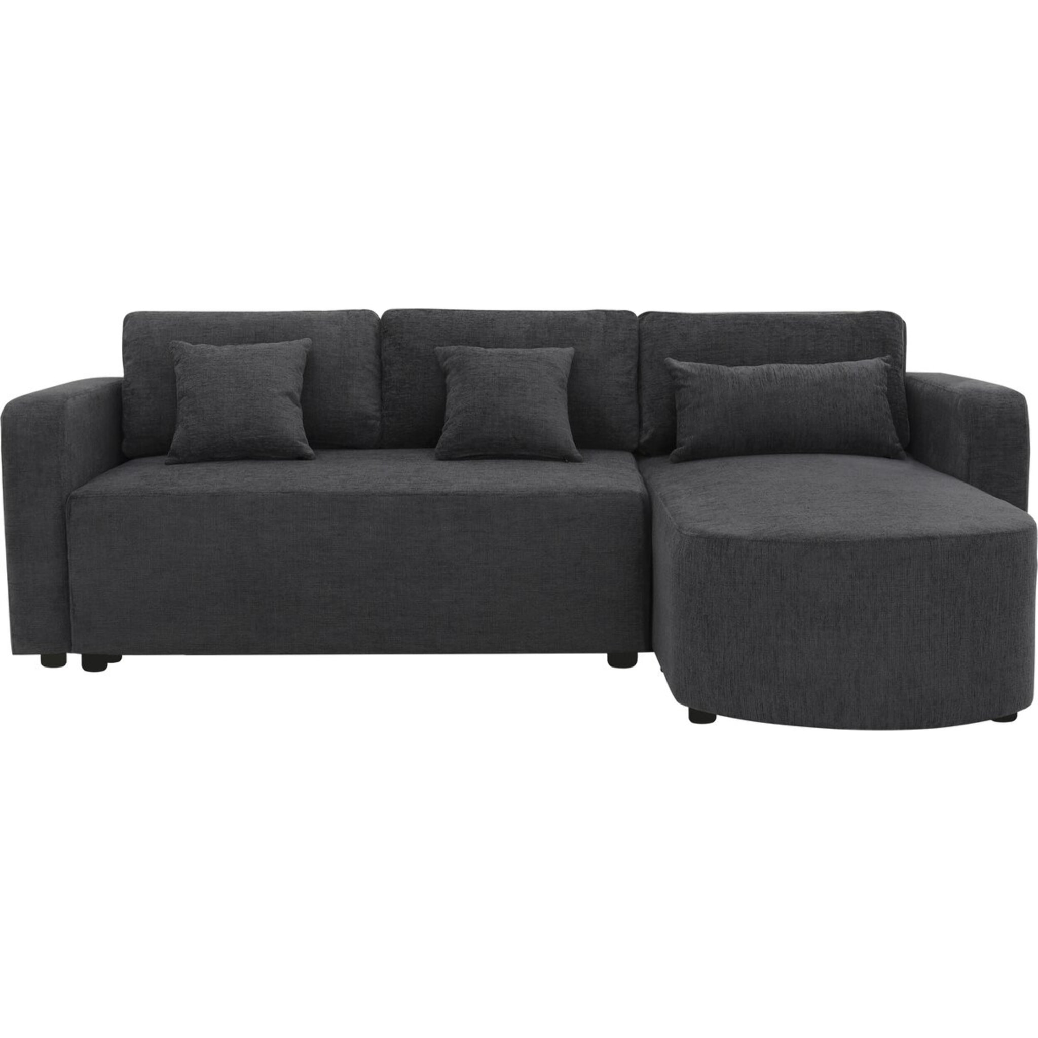 Canapé d'angle convertible/réversible en tissu "Charles" - 3 places - Noir