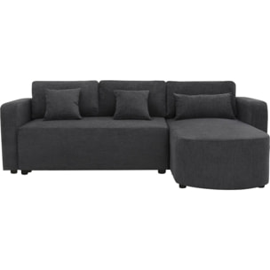 Canapé d'angle convertible/réversible en tissu "Charles" - 3 places - Noir