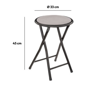 Tabouret pliant velours gris