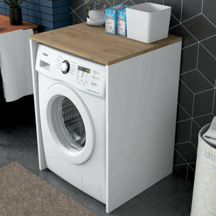 Armadio multiuso grande Boris, Mobile multifunzionale, Mobiletto scarpiera, Guardaroba porta scarpe, 65x60h92 cm, Noce e Bianco