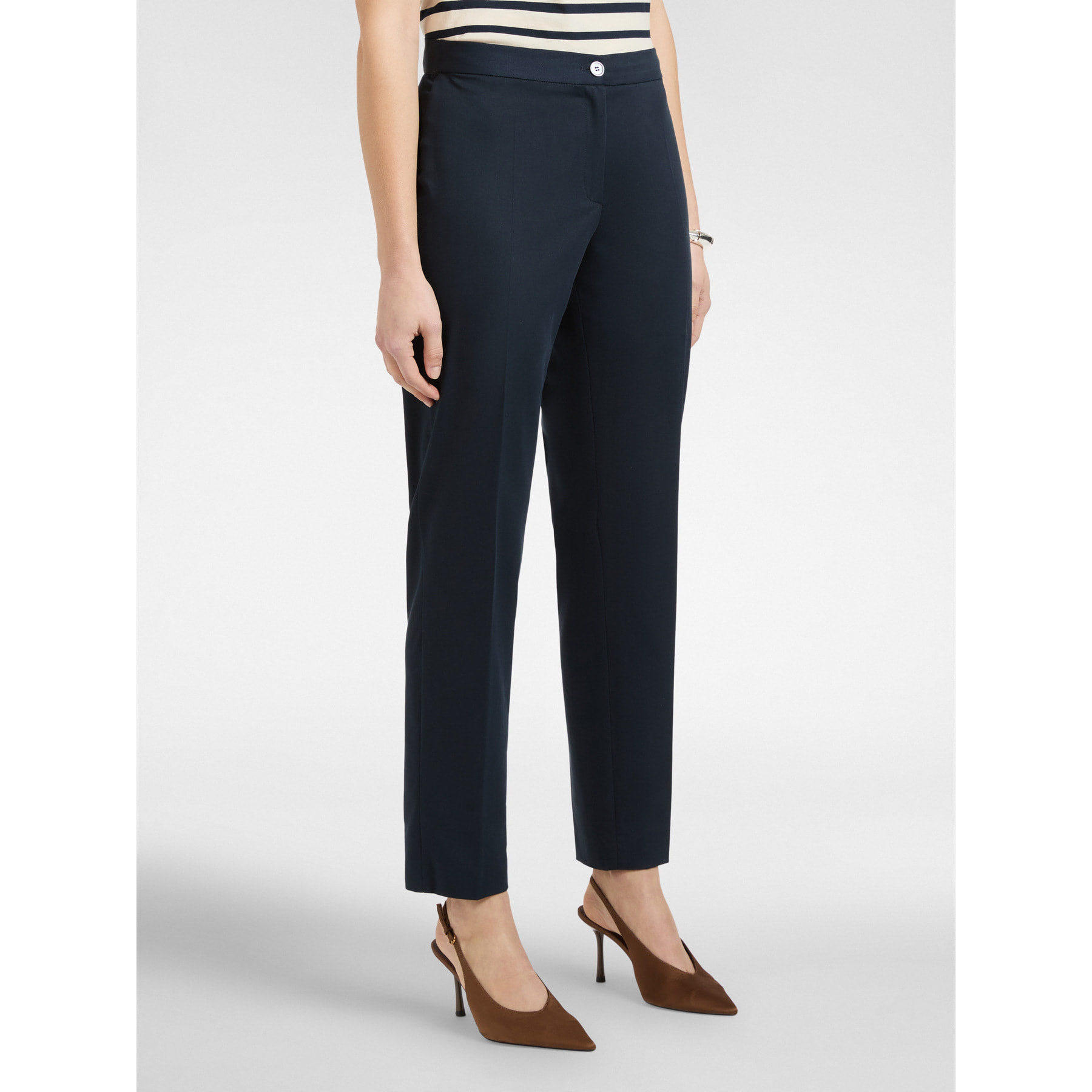 Elena Mirò - Pantaloni dritti in raso stretch - Blu