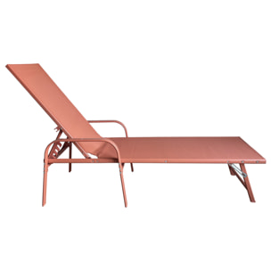 Lot de 2 bains de soleil SARDINIA en textilène terracotta - structure terracotta