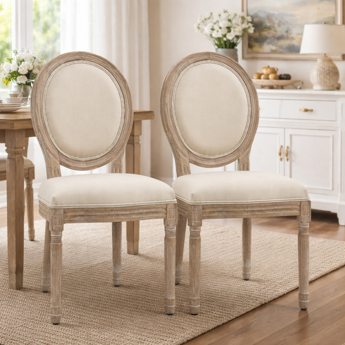 Lot de 2 chaises médaillon – Style Louis XVI – Élégance classique