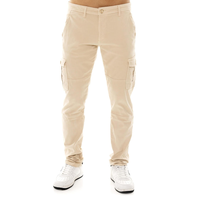 Pantaloni cargo in twill da uomo con passanti Leone Easy