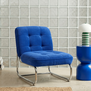 Fauteuil en velours côtelé et piètement chromé - MARVIN
