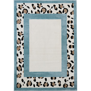 LEOVAH - Tapis de salon bleu à motif léopard