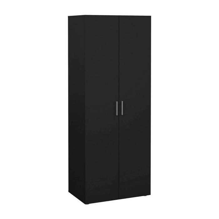Guardaroba 2 ante Arg, Mobile camera da letto, Cabina armadio portabiti, Armadio appendiabiti, 79x50 h201 cm, Nero