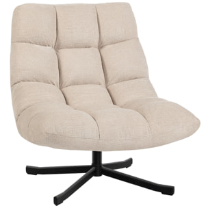 Sillón Giratorio Moderno, Butaca de Salón con Base de Cruz, Tapizado en Chenilla Impermeable, Asiento Extra Ancho y Patas de Acero, Sillón Relax para Sala de Estar, Dormitorio, Blanco Crema