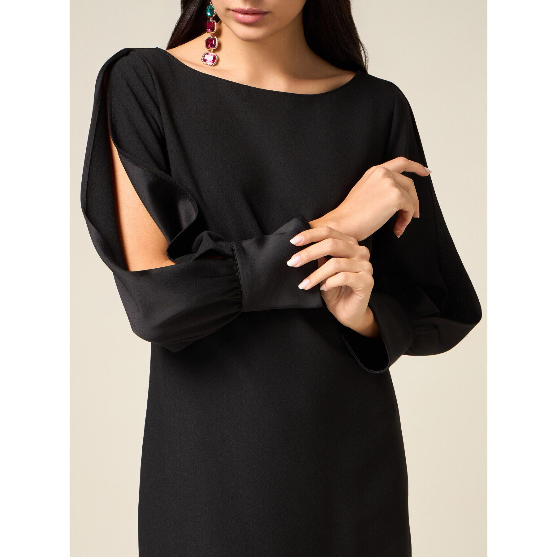 Oltre - Vestido con aberturas en las mangas - Negro