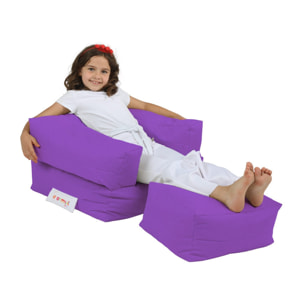 Sillón + puf para niños para exteriores morado