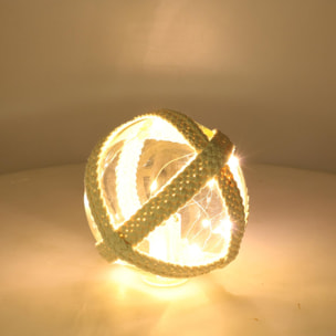 Lampada Palla in vetro mare con led e corda azzurro tondo cmø15,2