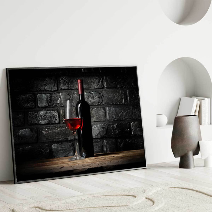 Affiche encadrée bouteille de vin rouge Affiche + cadre en métal - Noir