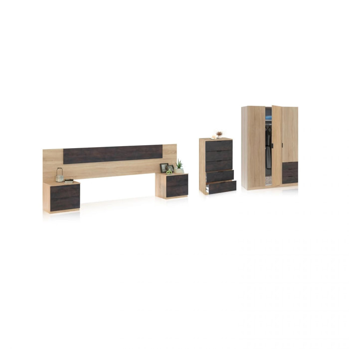 Dormitorio Akari 5C Plus Roble Canadian - Óxido