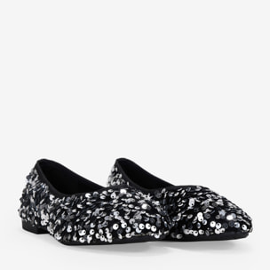 Bailarinas planas negras con lentejuelas