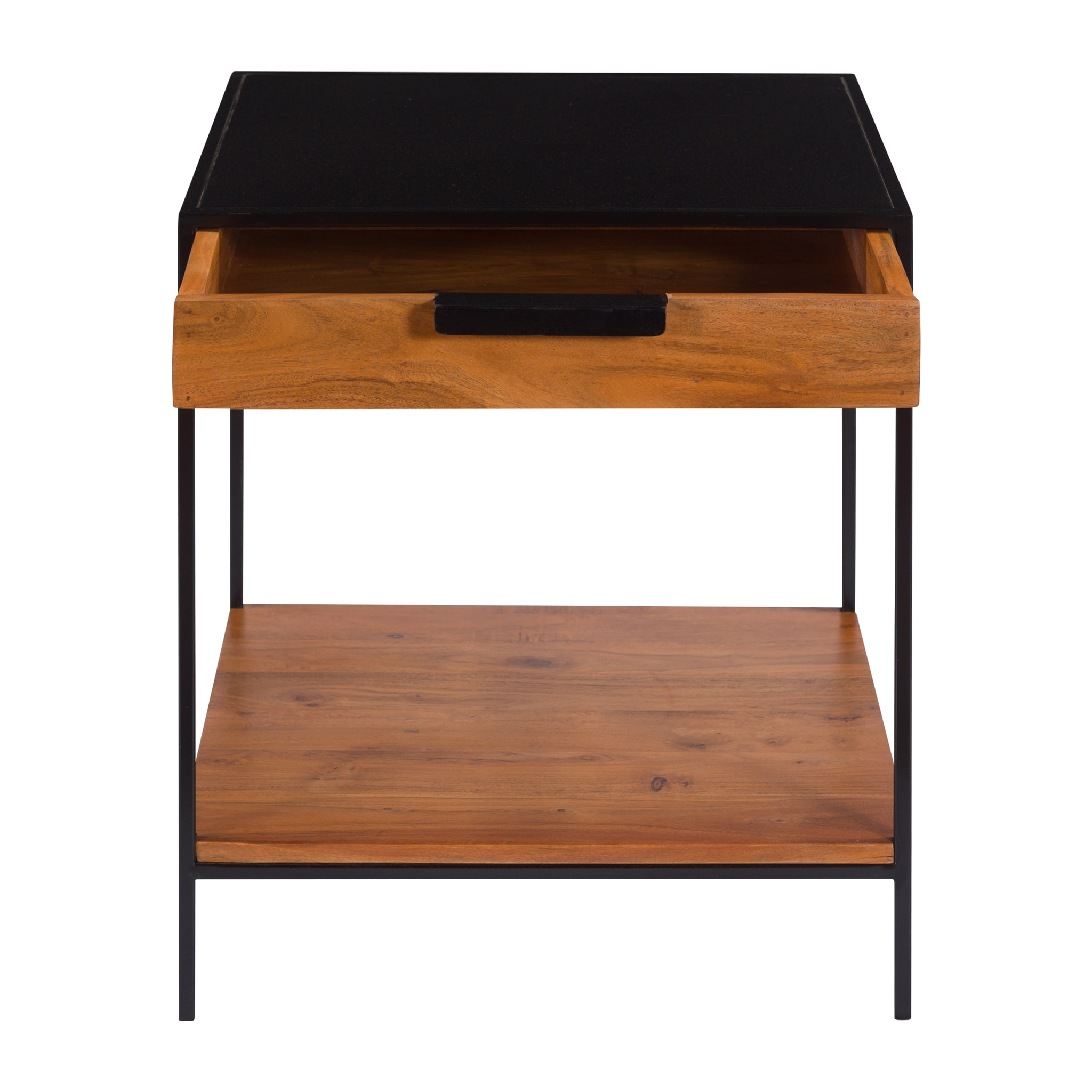 Table de chevet 1 tiroir en bois d'acacia et métal - Salama