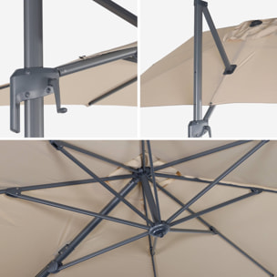 Parasol déporté rectangulaire 2x3m + 4 dalles à lester 50x50cm ANTIBES