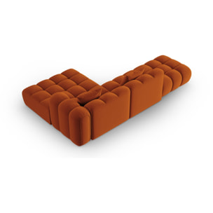 Canapé d'angle droit modulable "Clotilde" 4 places en velours terracotta