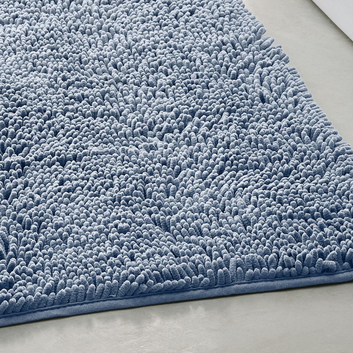 Tapis de bain mèche uni ESSENTIAL bleu ardoise