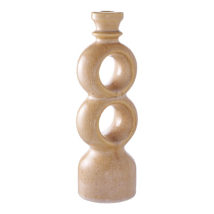 Portacandela in ceramica marrone alto 10x9x30 cm