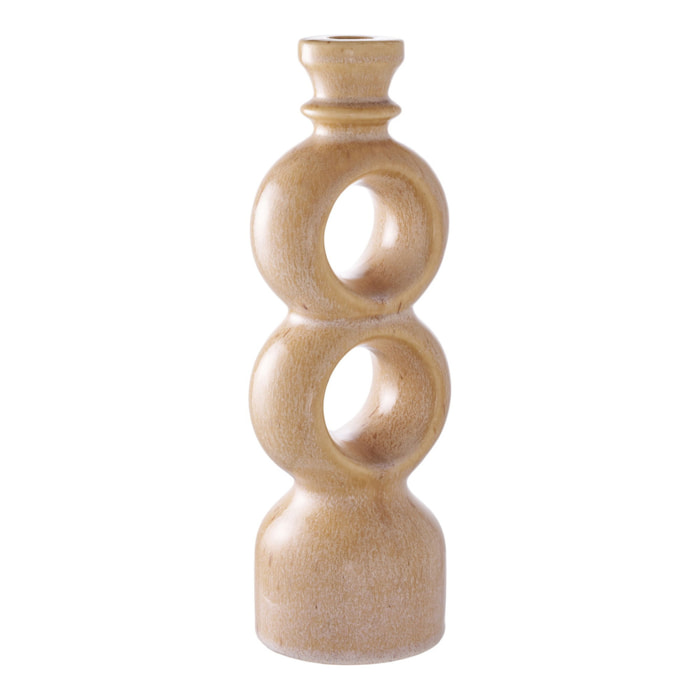 Portacandela in ceramica marrone alto 10x9x30 cm