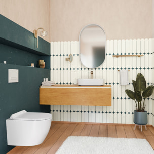 PixL Cuvette suspendue en céramique sans bride Tornado Quiet et fixations invisibles + abattant softclose, blanc (CEPX010RTORP)