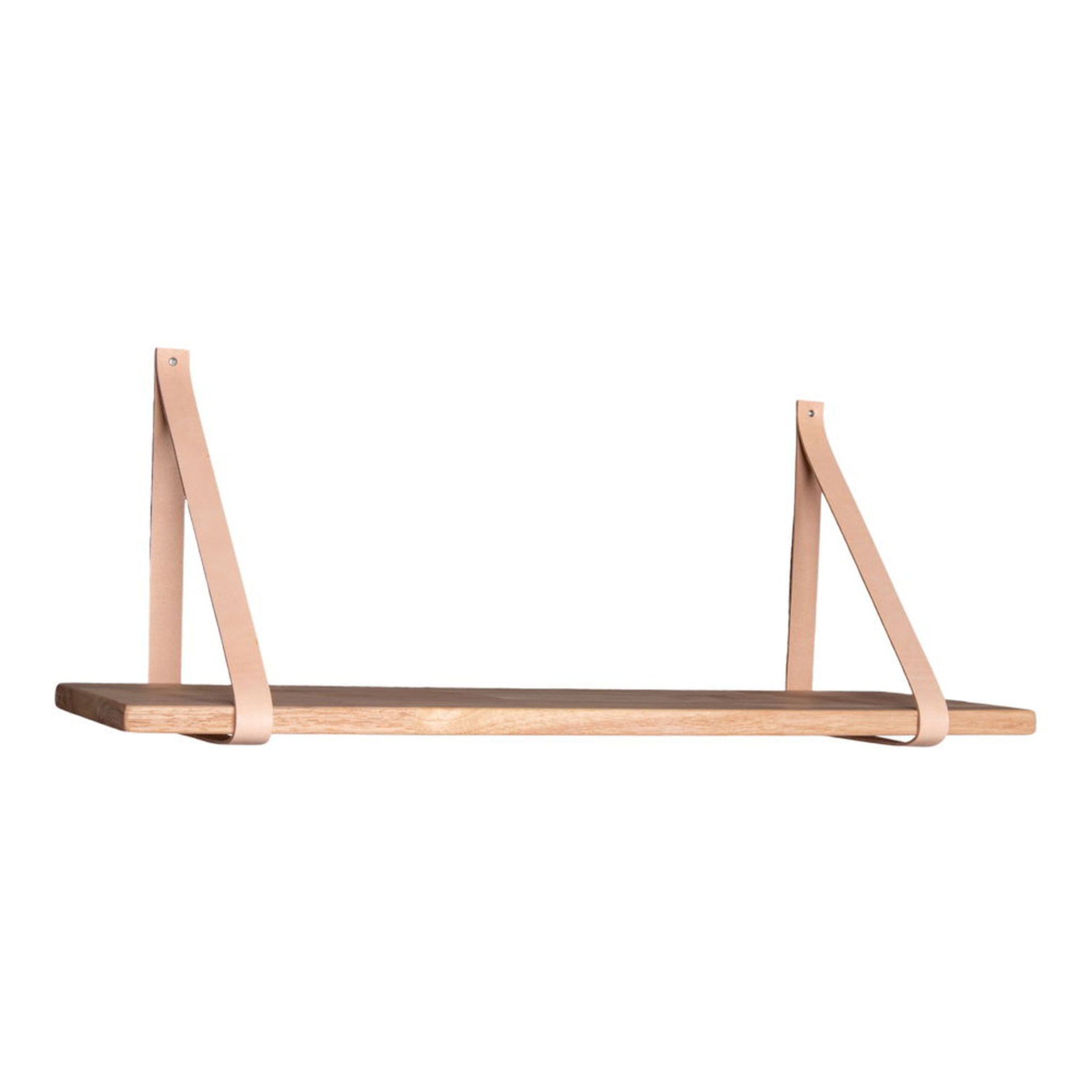 Mensola da parete Forno in legno naturale con cinghie in pelle marrone 120x20 cm