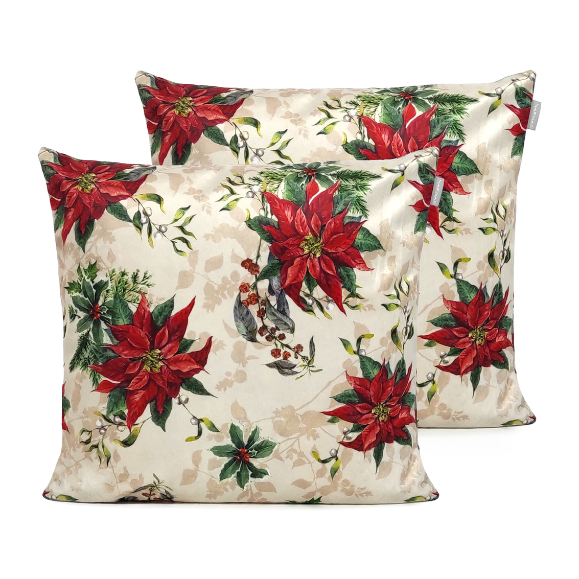 Lot de 2 housses de coussin en velour de Noël CHAMONIX 45x45 cm