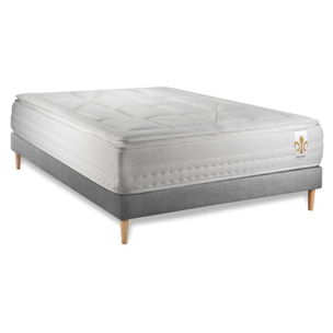 Ensemble Matelas Vingt-Huit PLUS - 28cm - Ressorts ensachés et mémoire de forme - Tensions allégées - Sommier kit Gris