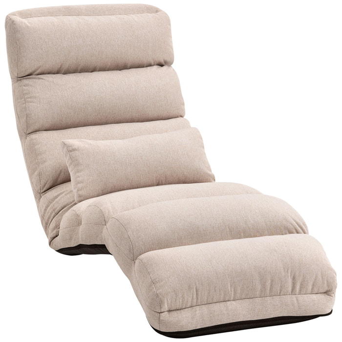 Fauteuil convertible paresseux grand confort réglable tissu toucher lin beige