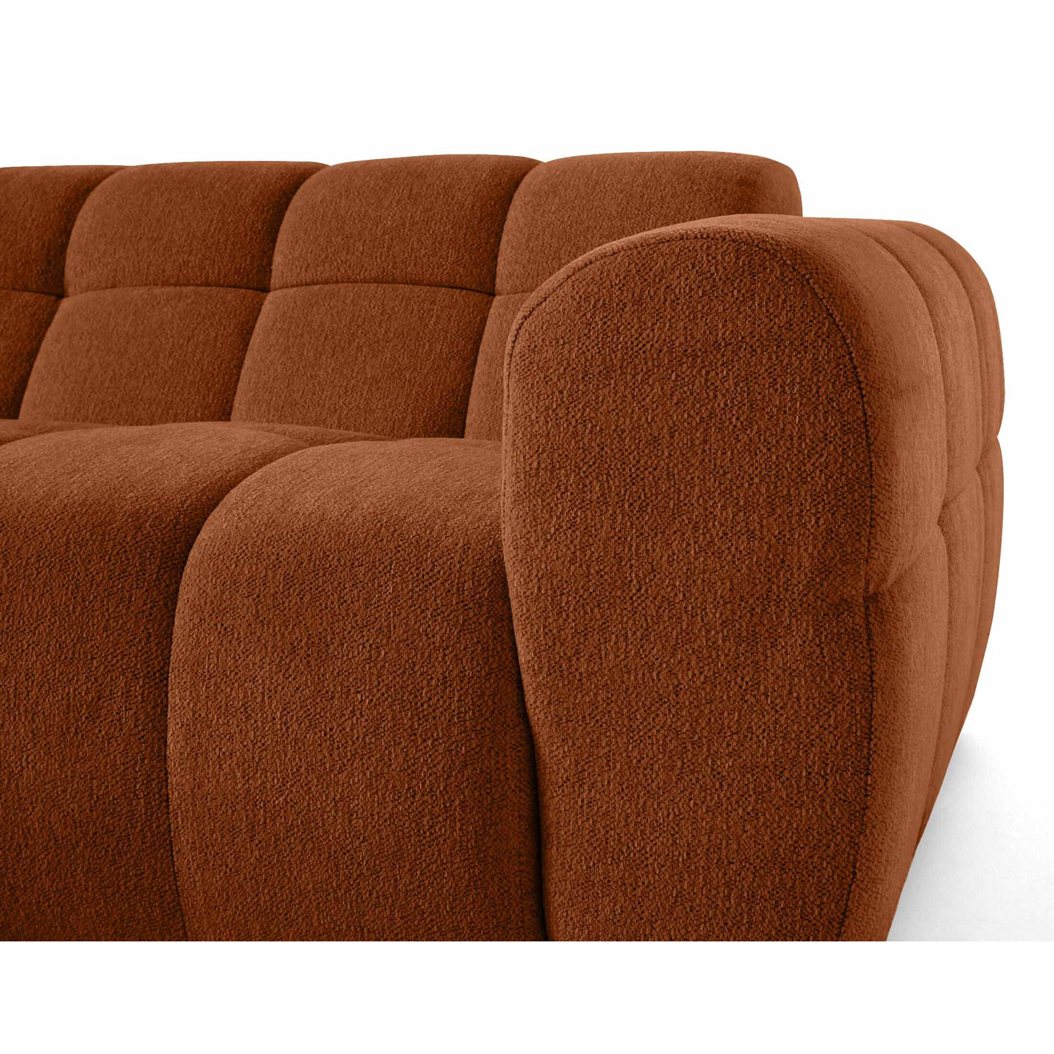 Ray - canapé d'angle gauche - 4 places - en tissu texturé - Rouille