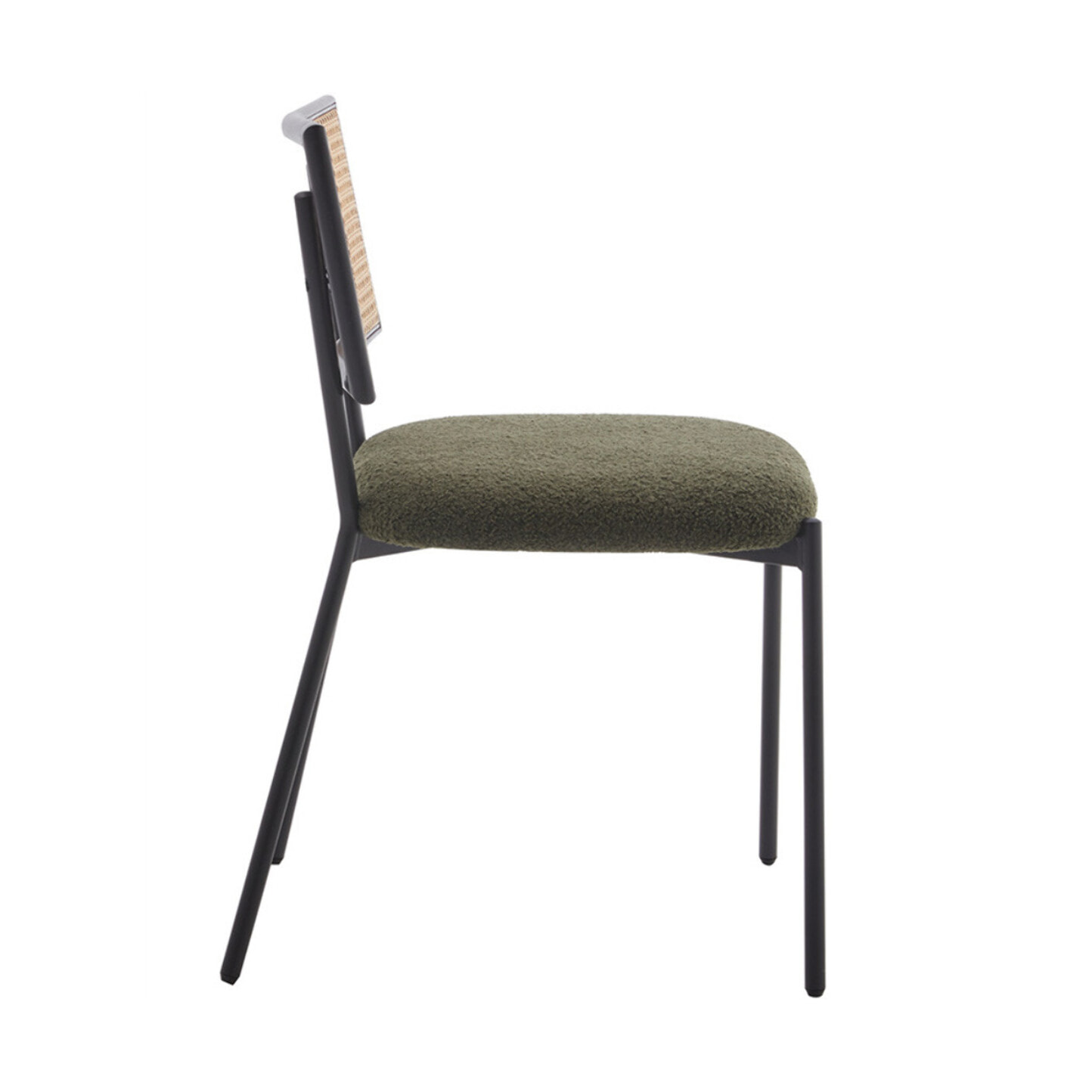 Luciano - lot de 2 chaises cannage - en tissu bouclette - Vert Kaki