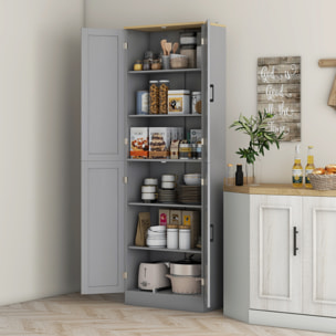 Alacena de Cocina Armario de Cocina Mueble Auxiliar con Puertas y Estantes Ajustables Antivuelco para Comedor Salón 60x30x171 cm Gris