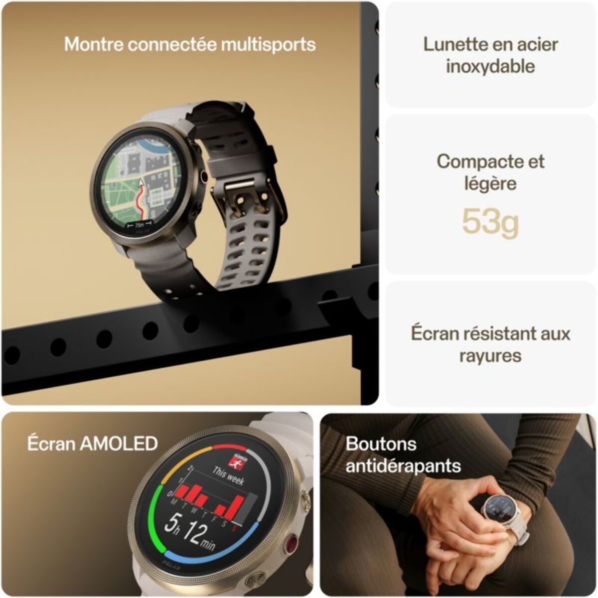 Montre sport POLAR Vantage M3 Biege Or S-L