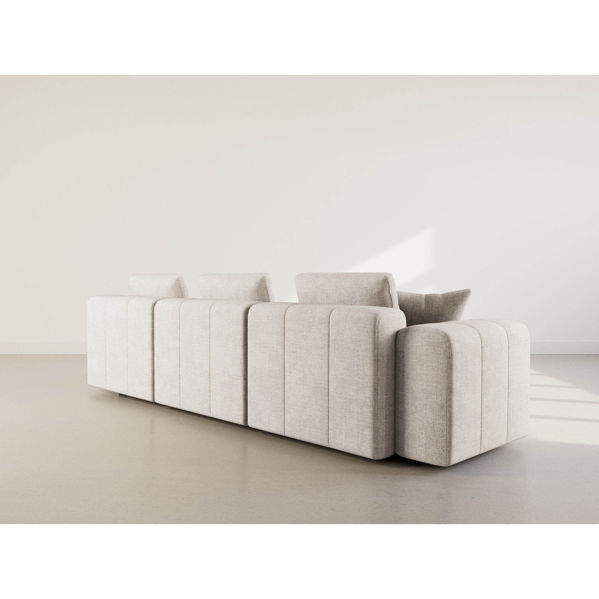 Colette - Canapé modulable d'angle réversible 4 places en velours texturé - Beige