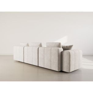 Colette - Canapé modulable d'angle réversible 4 places en velours texturé - Beige
