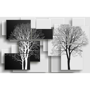 Tableau graphique arbres sur fonds noir et blanc - 80x50 cm Toile imprimée
