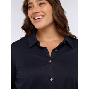 Fiorella Rubino - Camisa en jersey lurex con botones - Azul