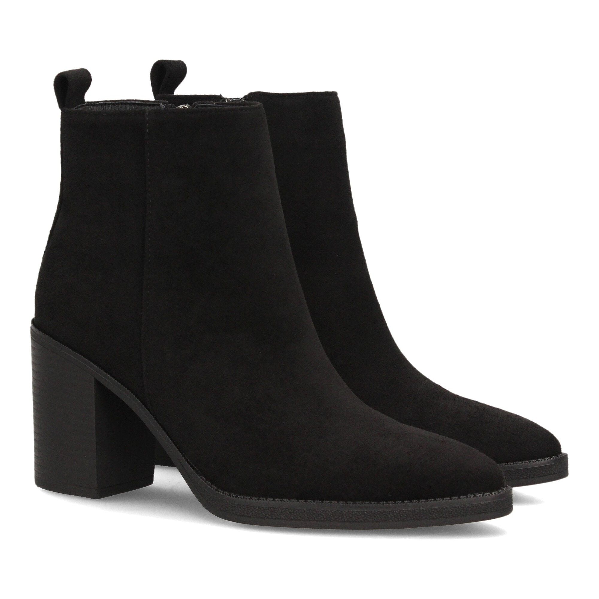 Botines efecto ante con tacón ancho para mujer.