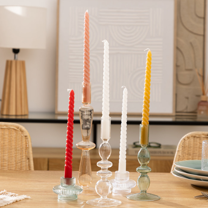 4 bougie-bâtons "Twist many" blanc 180g