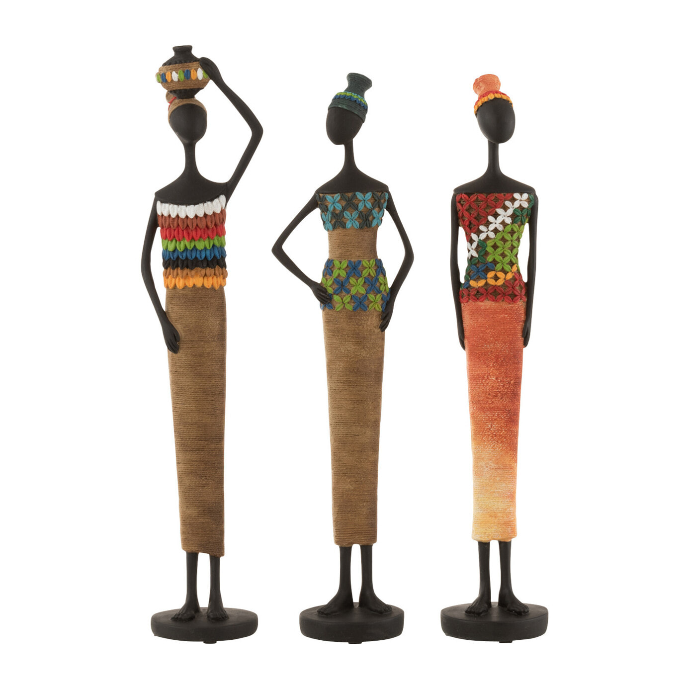 J-Line Figurine Africaine Poly Mix Small Assortiment De 3