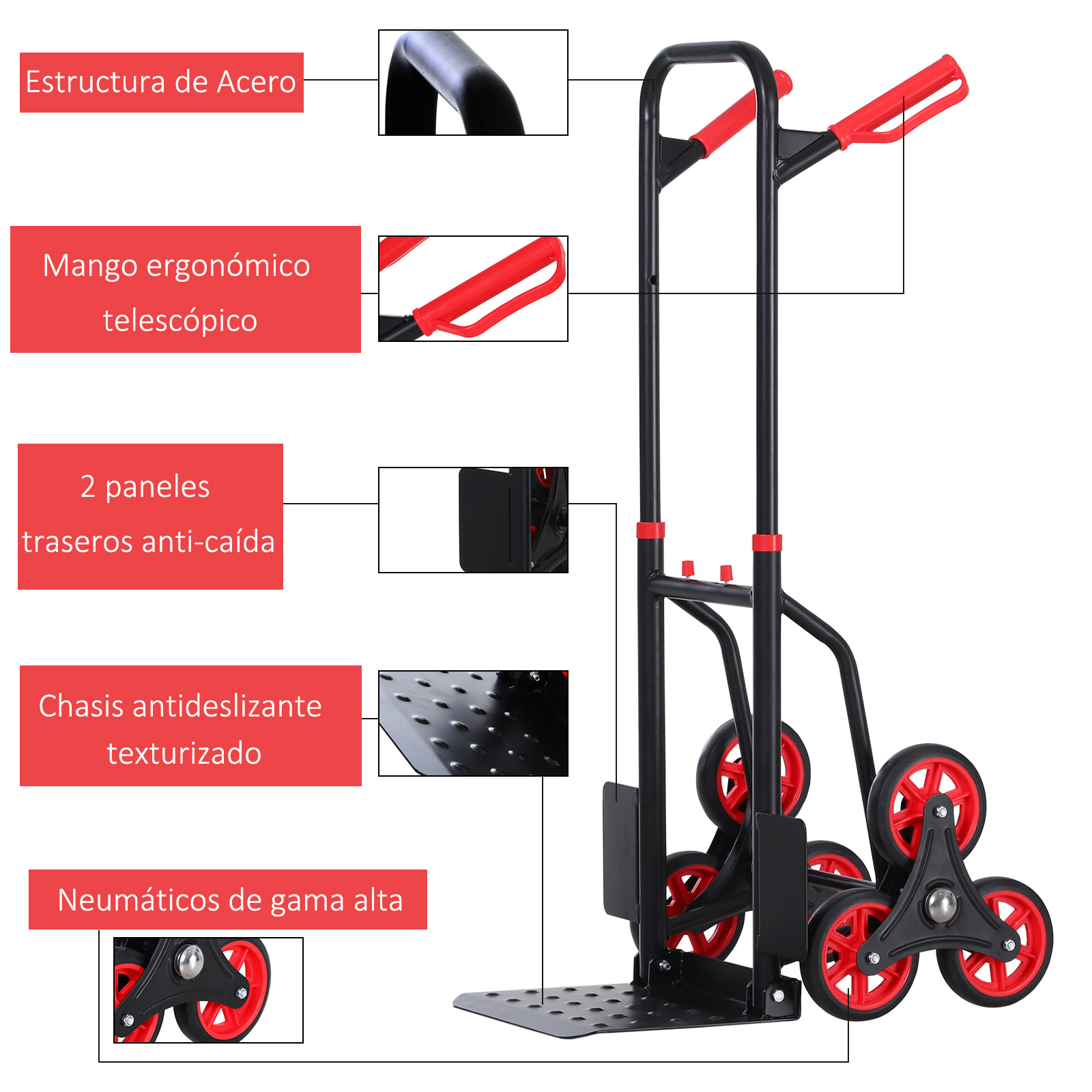 Carretilla Plegable para Escalera con Ruedas Carga 120kg Carretilla de Mano Portátil para Entrega Almacenes Mercado Viajar Mudarse